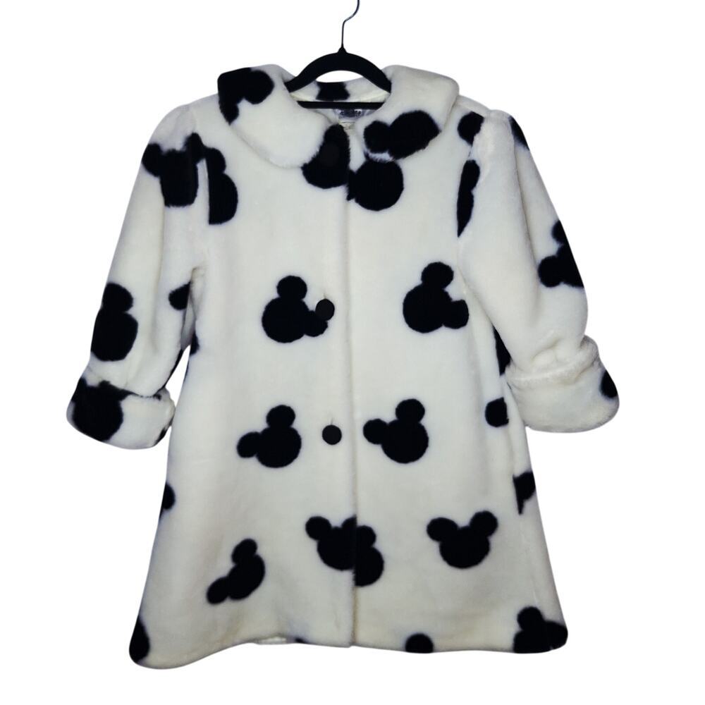 Vintage 90s Disney Faux Fur Coat Girls Cruella De Vil Medium 8/10 Mickey Mouse